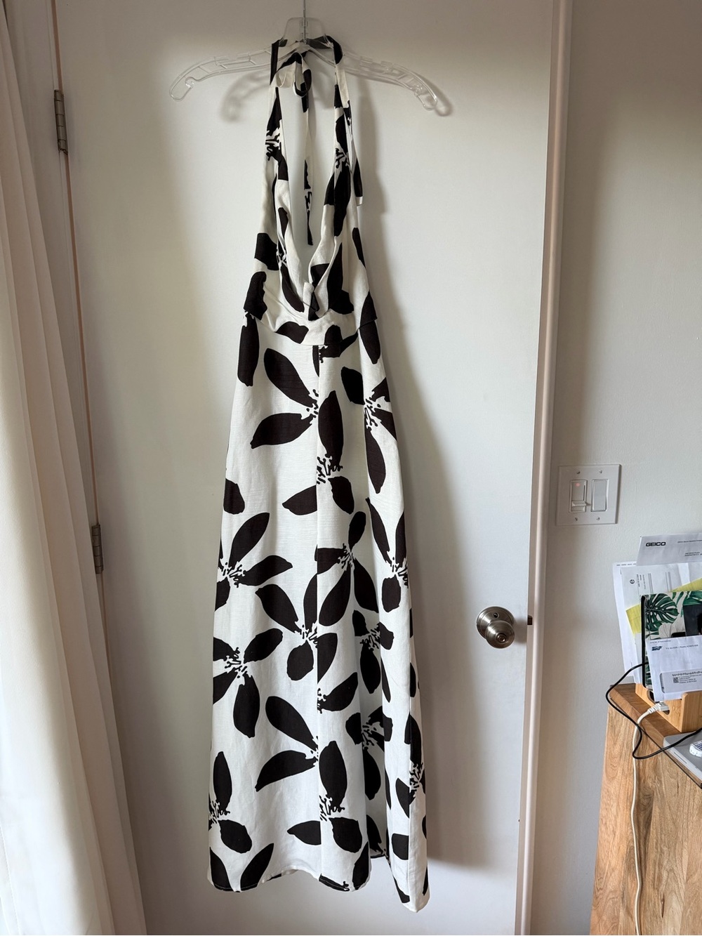 Significant Other halter maxi dress in white and brown size 4